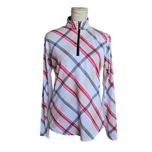 SanSoleil Sz S Women's Small UV 50+ Cooling Plaid 1/4 Zip Long Sleeve Golf Shirt
